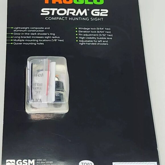 Truglo Storm G2 5 Pin .019 Bow Sight Compact Hunting Tg3015bw Unique PRO BRITE - Picture 2 of 5